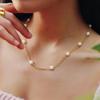 Elegant Double-Layer Pearl Necklace Women Sterling Geometric Pendant Daily Wear Layered Chain