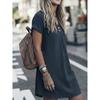 Women's Striped Shirt Dress Short Sleeve Button Front Casual Loose Fit Dress