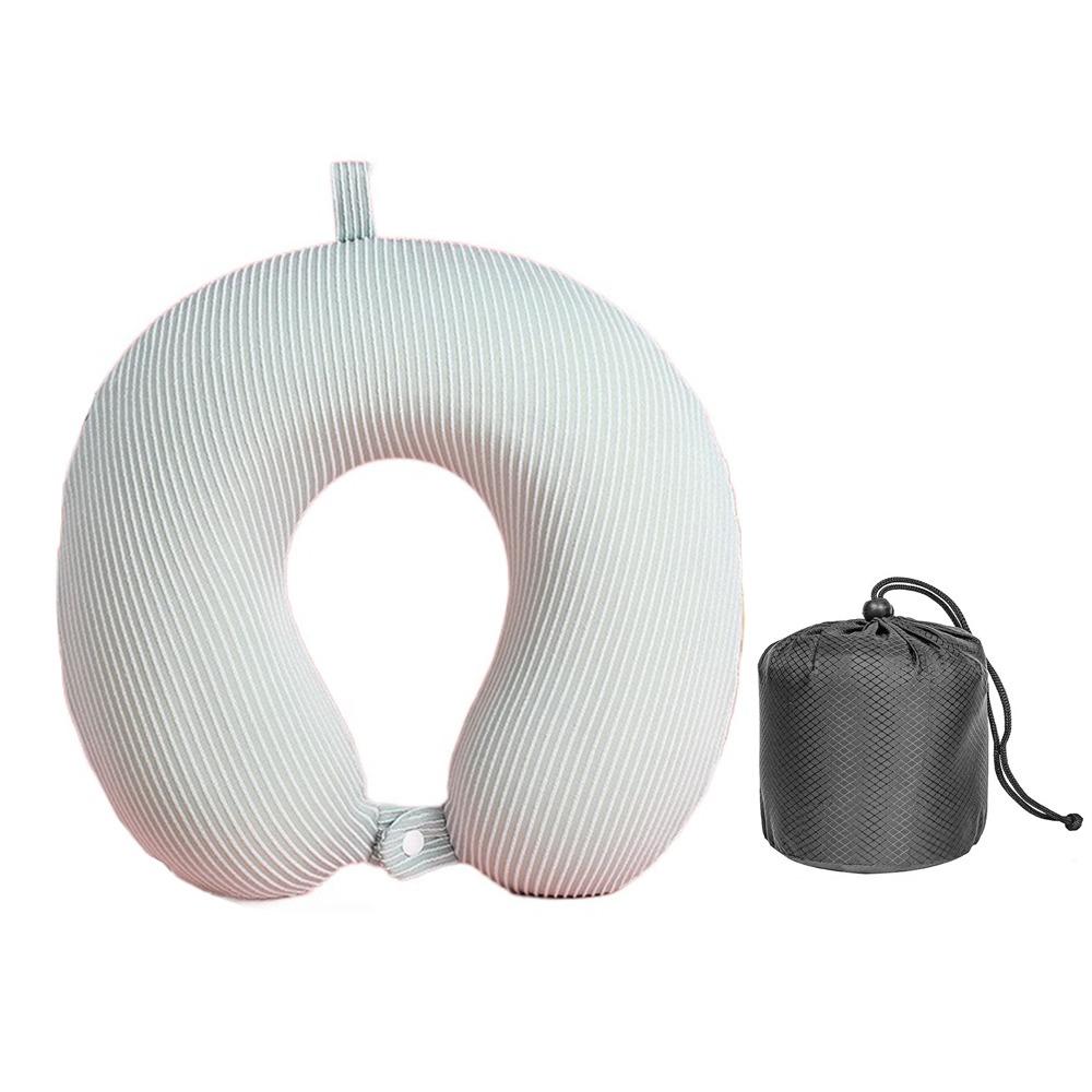 Slow Rebound U-shaped Pillow Portable Comfortable Airplane Nap Pad Stripes Design Solid Color Travel Neck Cushion Car Travel