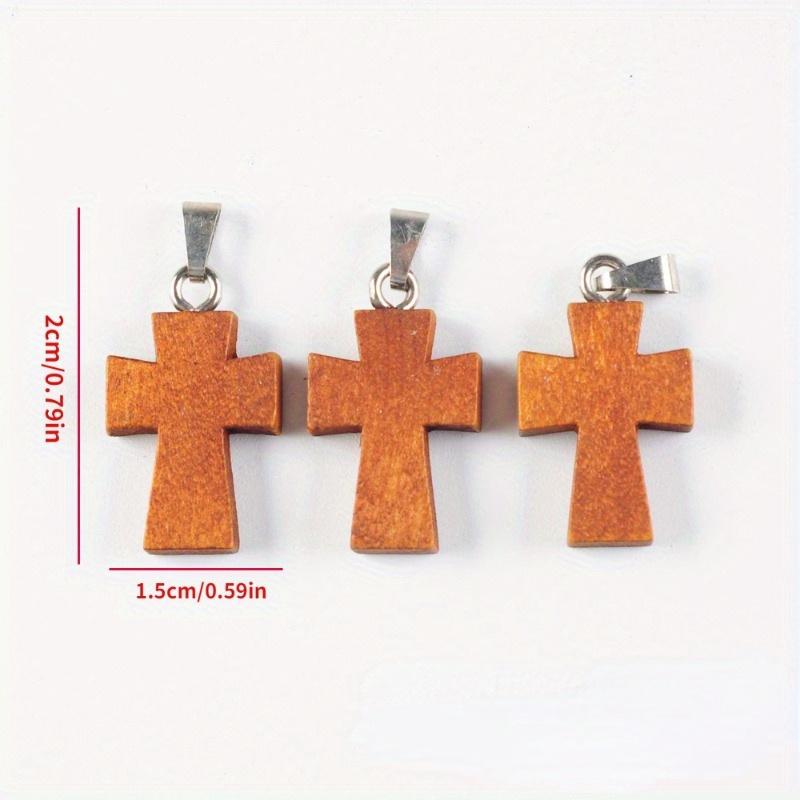 10PCS Mini Cross Necklace Handmade Cross Pendant with Buckle Cross Pendant DIY Small Wooden Cross Pendant