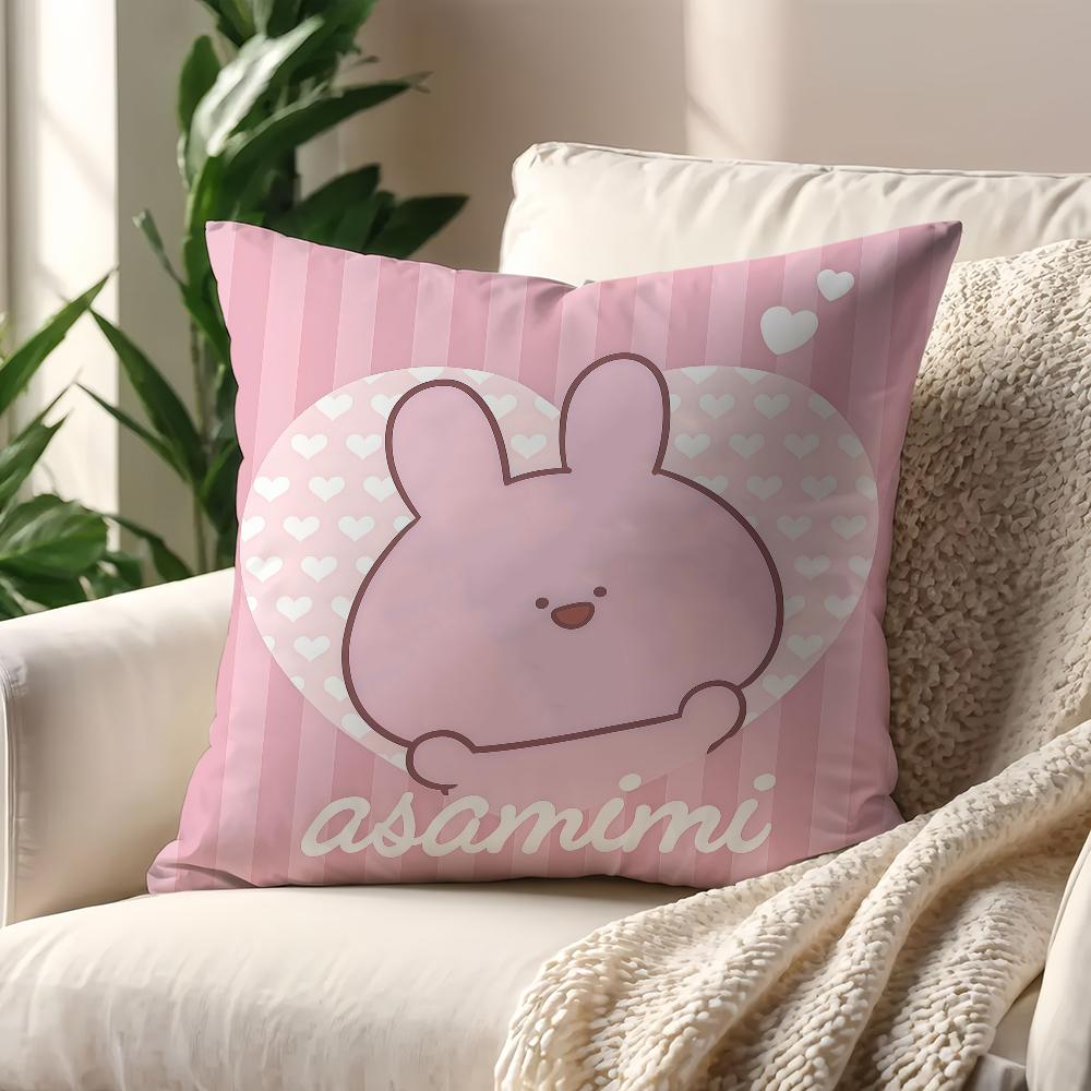 Cartoon Cute A-Asamimichan Bunny cushion cover Pillow Cover Decoration Room Home Sofa living Office Car Nordic Simplicity 12x12Inch