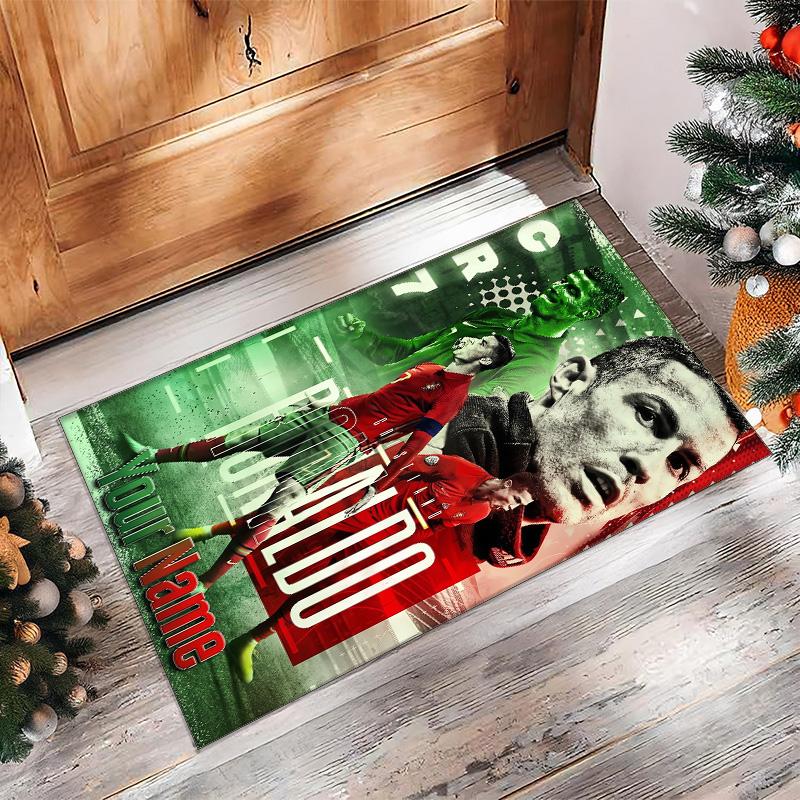 Cristiano Ronaldo Bedruckter Kristall-Samt-Teppich Rutschfester Kristall-Samt-Teppich für Sofa Schlafzimmer Innenbereich Heimdekoration
