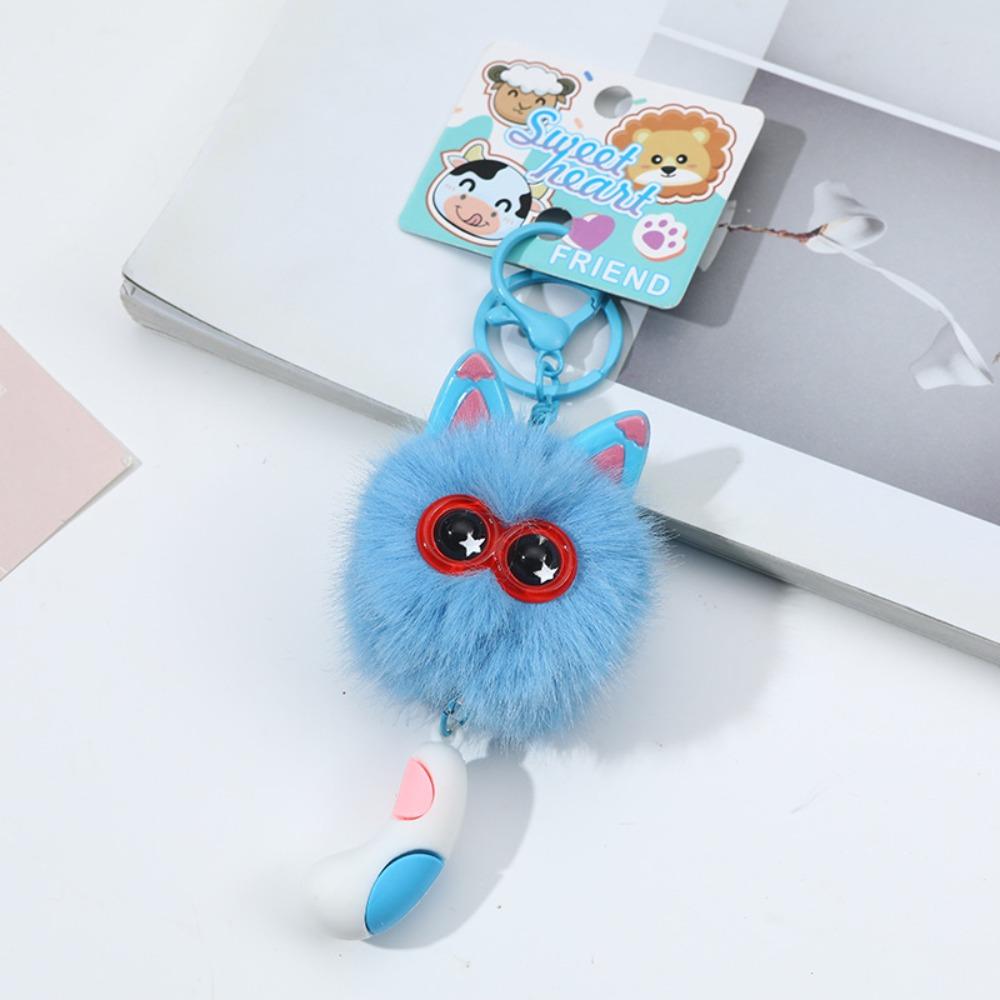 Decorative Small Briquettes Keychain Cartoon Cat Plush Ball Key Chain  Women Men