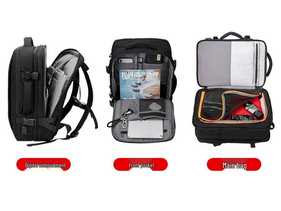 Expandable Cross-Border Travel Backpack with Large Capacity, Wet/Dry Separation and Multi-Functional Design for Business, School, and Travel.