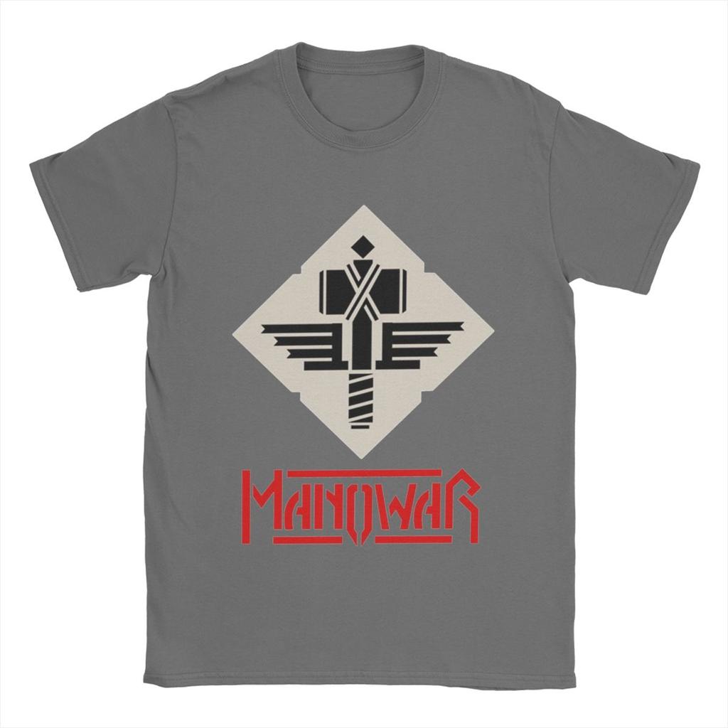 Herren T-Shirt Manowar Lässiges Reines Baumwoll T-Shirt Kurzarm T-Shirts O-Ausschnitt Tops 4XL 5XL