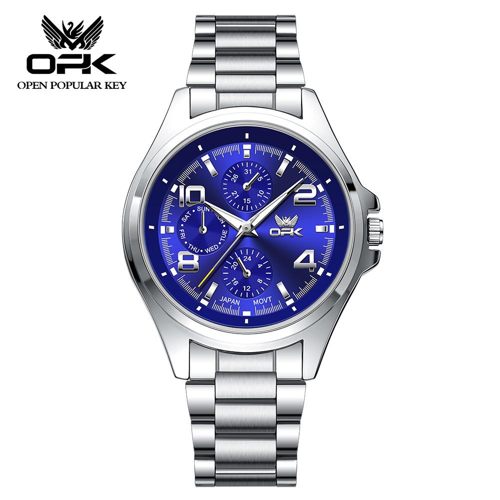 OPK 6017 Classic Mens Watch Original Quartz Movement Round Chronograph Dial Watch For Man Unique Waterproof Luminous Watch
