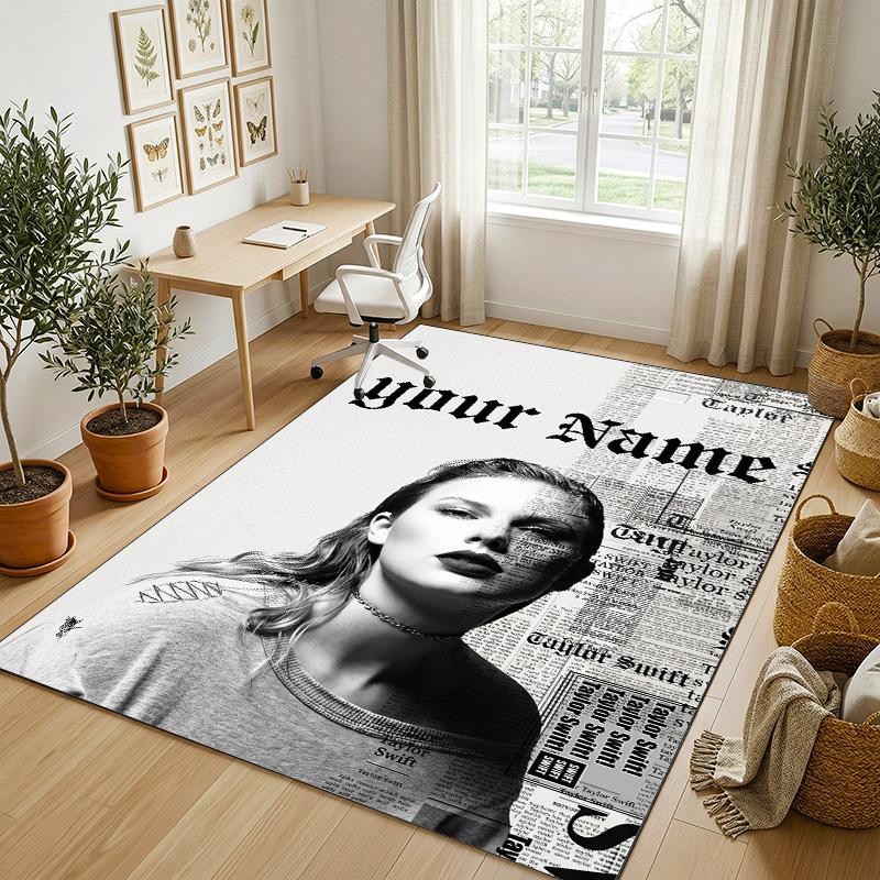 Personalized Crystal Velvet Carpet,Taylor Swift Custom Printed Name, Plush Area Rug For Home Indoor Decor