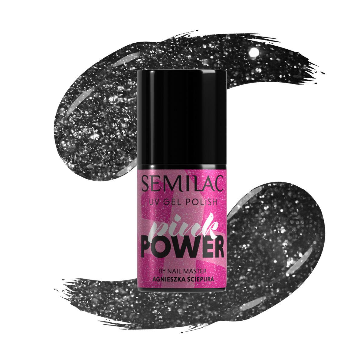 Smalto semipermanente per unghie glitterato Black Opal #A705 Semilac 7 ml