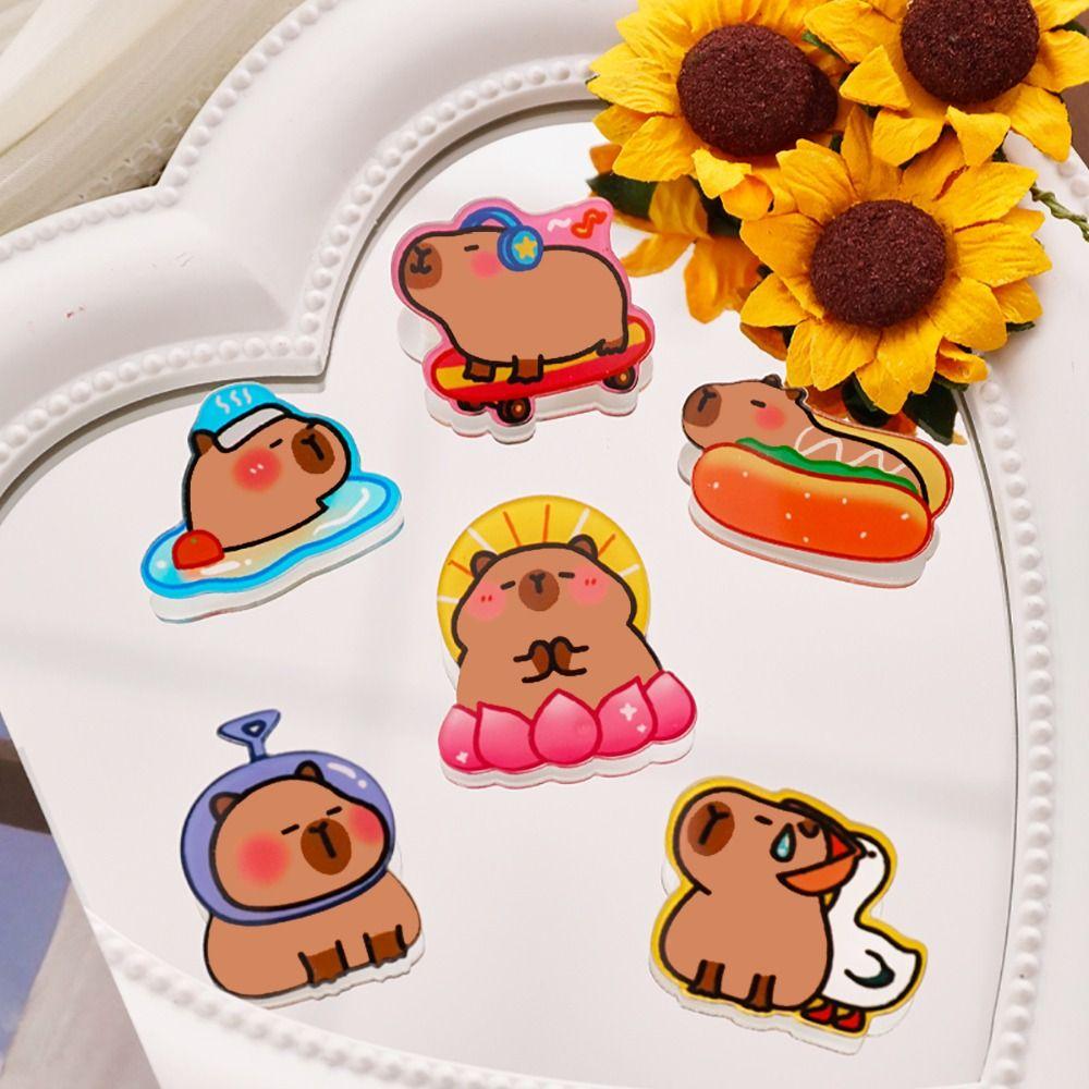 Kapibara Acrylic Capybara Pin Cute Lotus Capibara Badge Lovely Hot Dog Capybara Brooch Girl