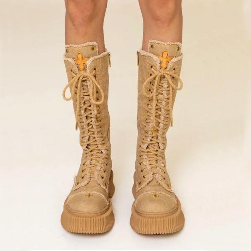 Fashion Women's Brown Leather Boots Genuine Vintage Boots Real Cowhide Western Cowboy Boot Medium Heel Boots Classic Desert Wasteland