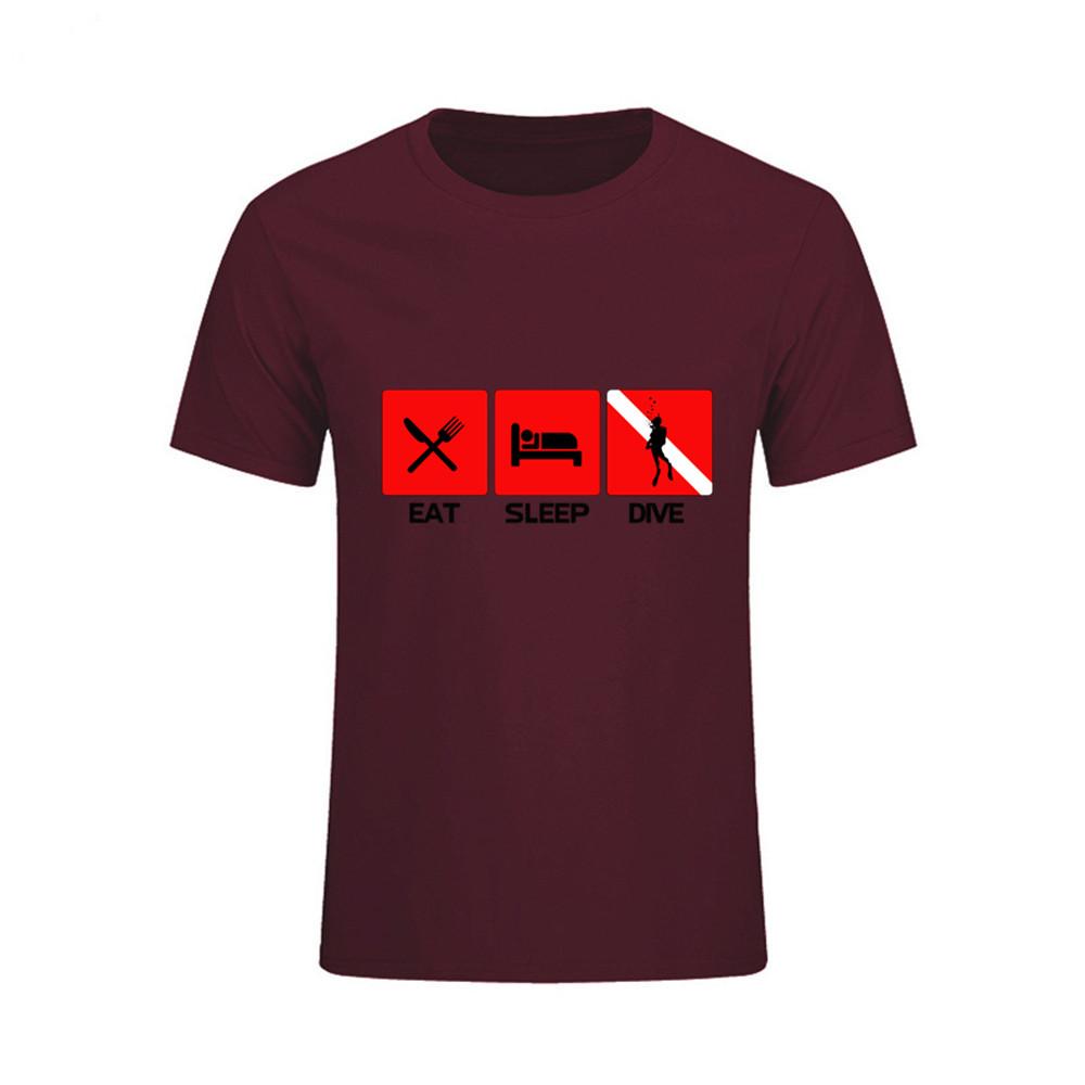 Eat Sleep Dive Letter Printed O Neck T Shirt Summer Arrival Short Sleeve T