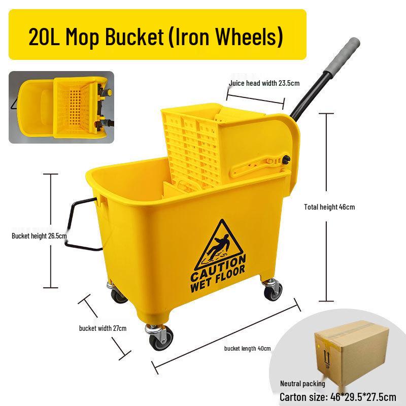 White Cloud Heavy-Duty Hands-Free Mop Bucket with Squeeze Water Extractor