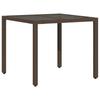 Vidaxl Garden Table with Glass Top, Brown, 90X90X75 Cm, Poly Rattan
