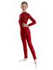 Girls Sparkly Rhinestone Mesh Gymnastics Jumpsuit Long Sleeve Sheer Patchwork Keyhole Back Figure Skating Dance Bodysuit