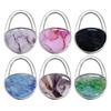 Fashion Marble Texture Handbag Hook Foldable No Punch Purse Hanger Holder Oval Portable Table Edge Hook Under Desk
