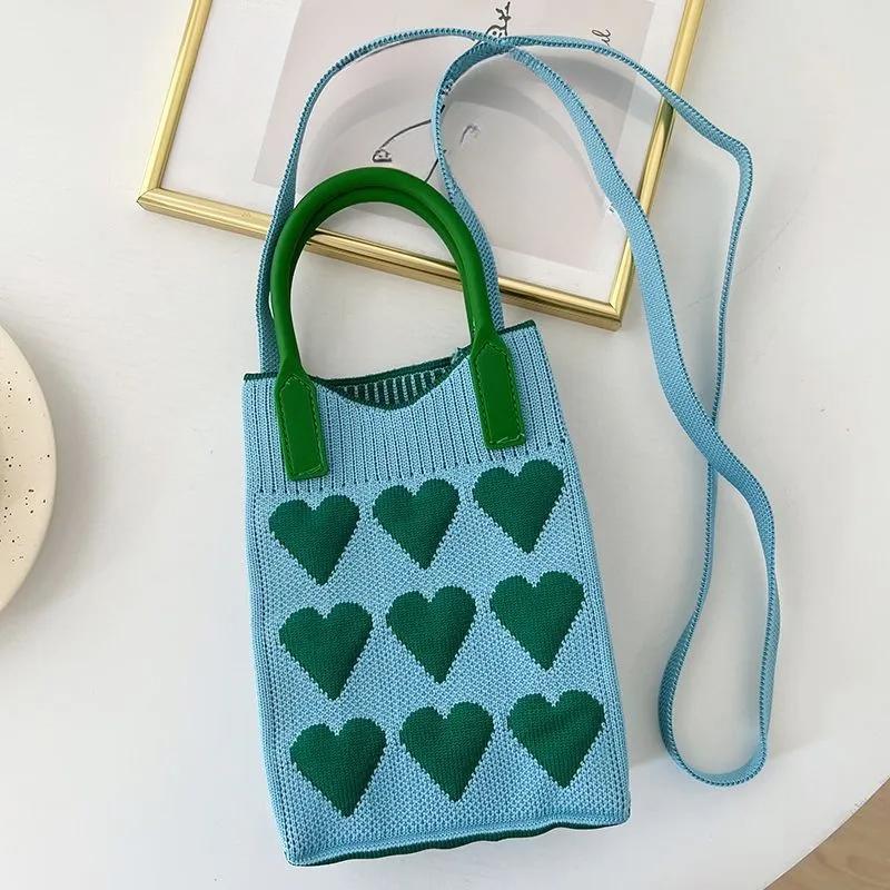 

Модная вязаная сумка Love для женщин и девочек, клатч, мини-сумка для мобильного телефона, универсальная тканая сумка через плечо