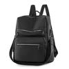 Contrast Color Women Soft Leather Tassel Backpack Simple Outdoor Travel Backpack