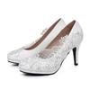 Fashion Plus Size 35-43 Shoes for Women Fashion Spring Autumn Women Party Evening Wedding 9cm White Lace Platform Pumps Slip on Shoes