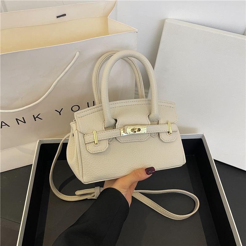 Ny high-end litchimønster klassisk platinaveske bærbar skulder skrå crossbody dameveske