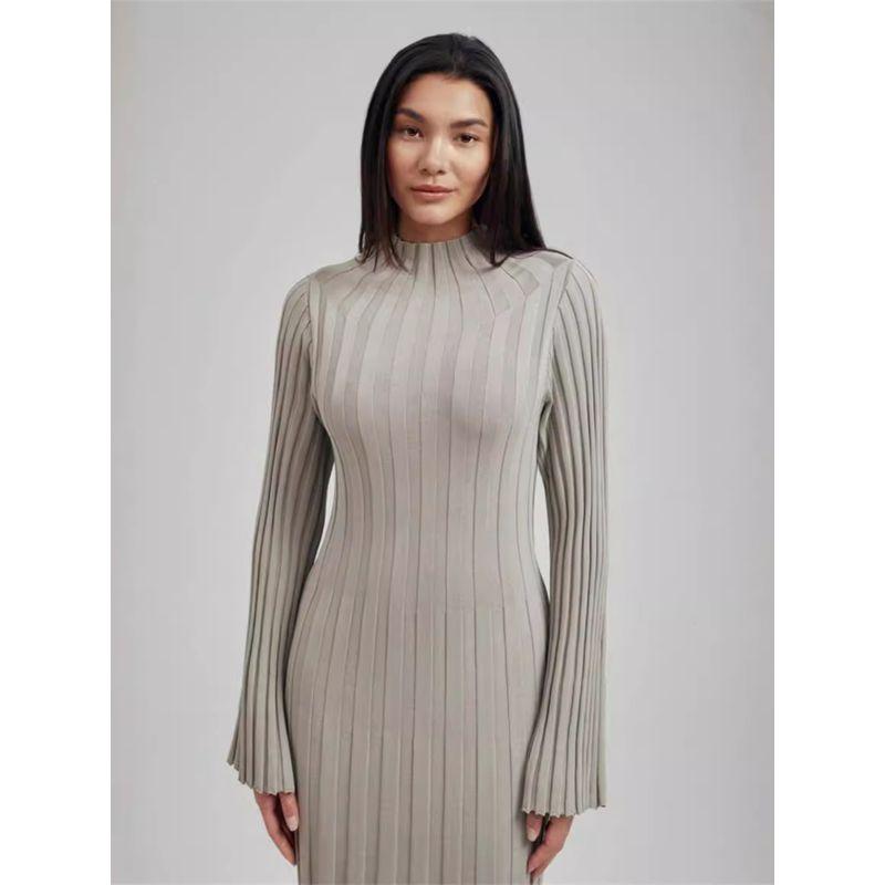 Knitting Dress Knitted dress Casual Waist Hugging round Neck Big Pit Bar Turtleneck Slimming Knitted Long dress Women