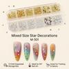 12-Grid Mixed Size Gold Silver Metal Star Nail Decorations Alloy Plating Craftsmanship For Manicure DIY
