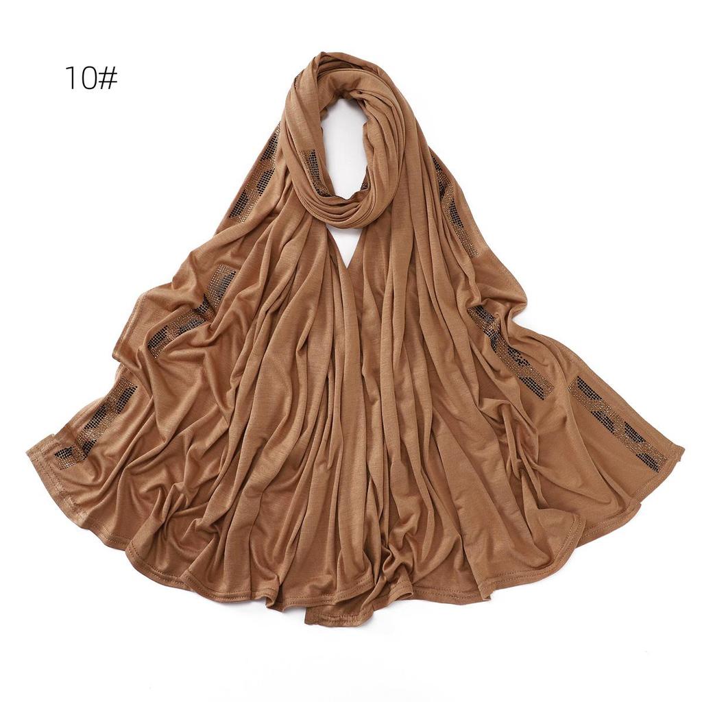 Mercerisierter Baumwollschal mit Goldakzent und elastischen Rautenstreifen