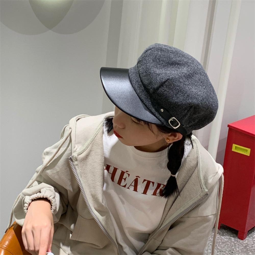 Keep Warm Women Octagonal Cap Korean Style Winter Painter Hat Retro Woolen Beret Ladies
