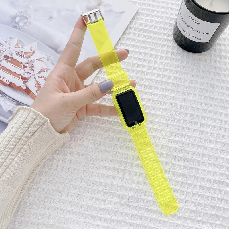 Silicone Strap+Case For Huawei Band 9 8 Transparent Watchband Replacement Bracelet for Honor Band 7 6 Protector Case Accessories