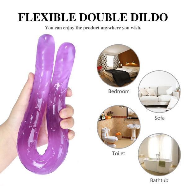 Double Head Dildo Long Jelly Realistic Dildo Double Ended Dildo Flexible Big Dildo for Women Masturbator Sex Toys for Lesbian
