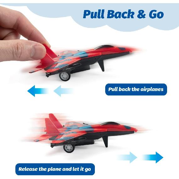 Pull Back Airplane Toys Fighter Jets, Airplane Party Favors Plane Playset, Fighter Jet Toy, Plane Themed Kids Presents Toys for 3 Year Old boy (12