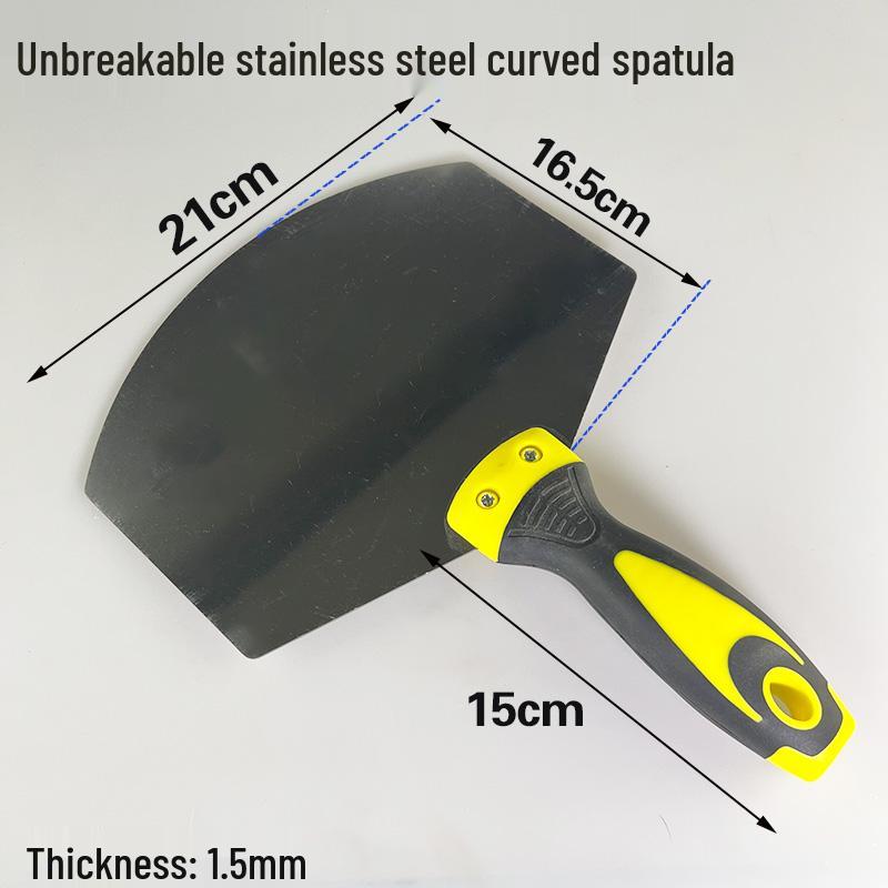 Stainless Steel Gray Curved Fan-Shaped Spatula and Putty Scraper with Thickened Handle - Free Shipping