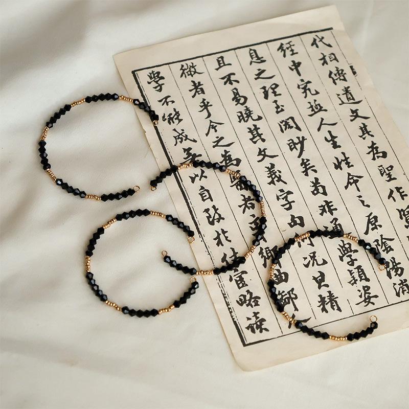 Midnight Return Cat Demon Headdress & Pearl Stick Earring Set: Black & Red Accessories