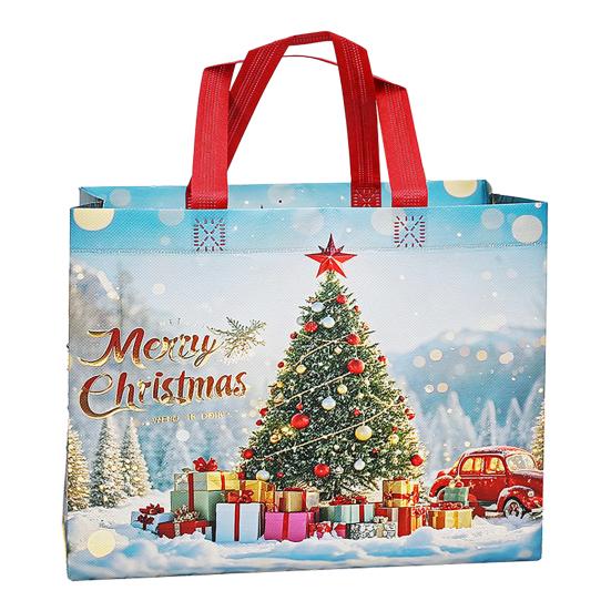 Christmas Gift Bags Large Reusable Tote Bag with Handles Non-Woven Christmas Grocery Shopping Bag for Holiday Xmas Party Supplies