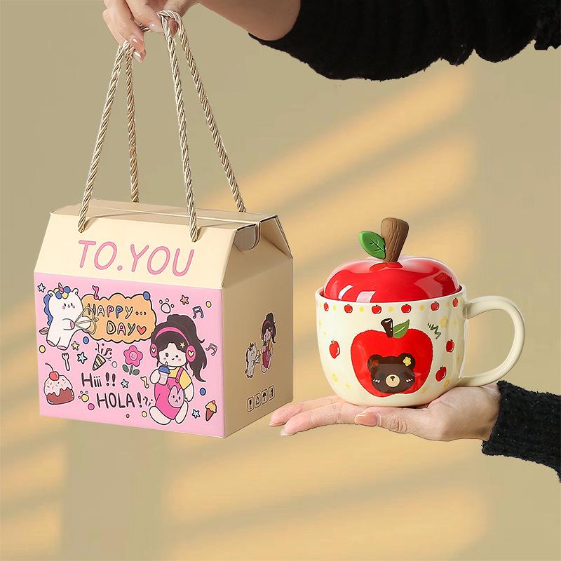 Kreativní hrnek Apple vysoké hodnoty pro přátele a sestry, hrnek na vodu s víčkem, praktický dárek k narozeninám, smysluplný