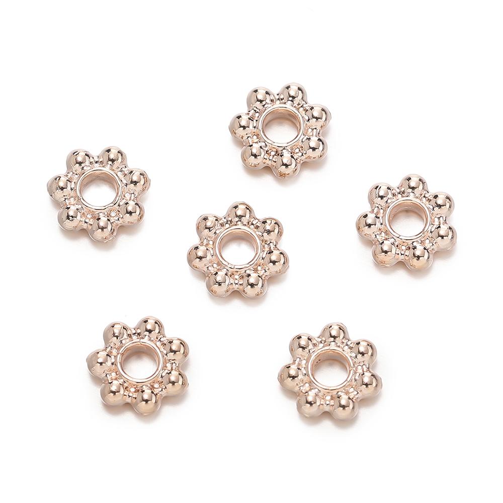 200 Stück 4/6mm Legierung Schneeflocken Perlen Blumen Abstandshalter Lose Perlen für DIY Armband Halskette Schmuckherstellung Zubehör Zubehör