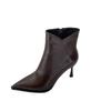 2025 Autumn and Winter Women's Boots Fashion Heel Height 8cm Thin Boots Niche Design Pointed European and American Short Boots Women's New Models