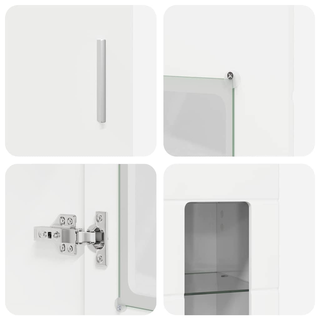FLORIN Highboard High Gloss White 60 x 35 x 182 cm Particleboard