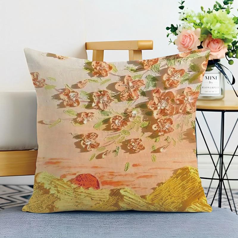Ins Style Oil Painting Print Decorative Pillowcase Bedroom Living Room Square Cushion Pillowcase