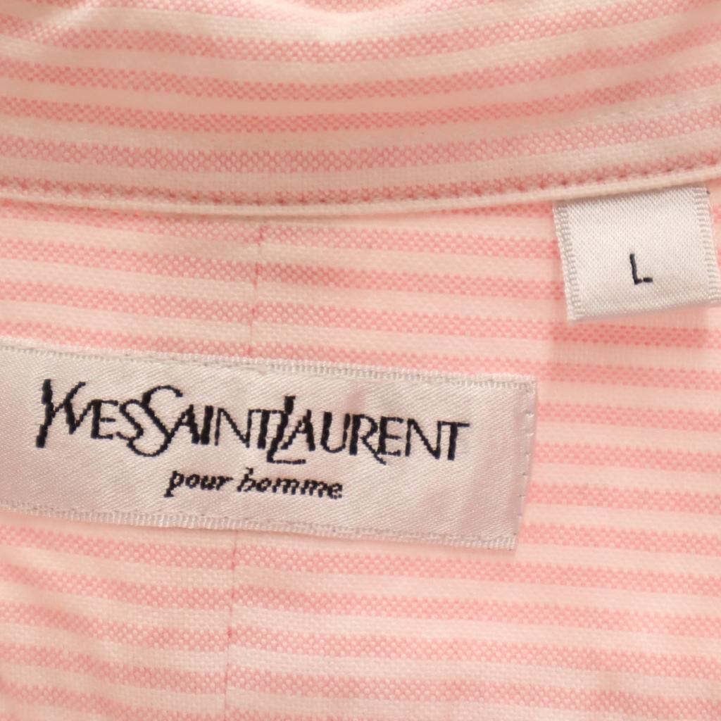 Yves Saint Laurent 90s Old Striped Pattern Long Sleeve Oxford Button Down Shirt Men's Used