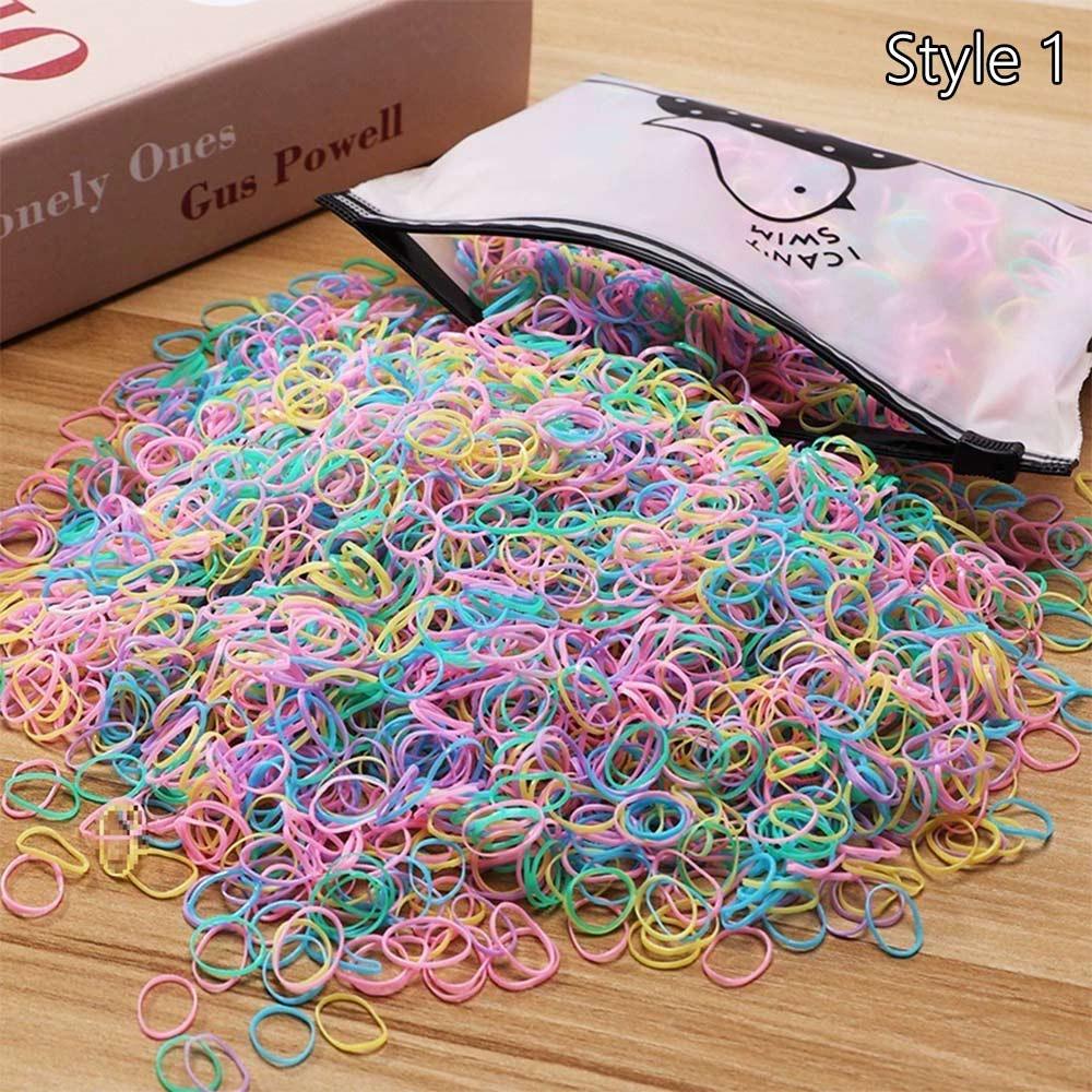 1000pcs Children Ponytail Holder Bands Girls Colourful Disposable Rubber Band Hair Ties Headband Kids Hair Accessories