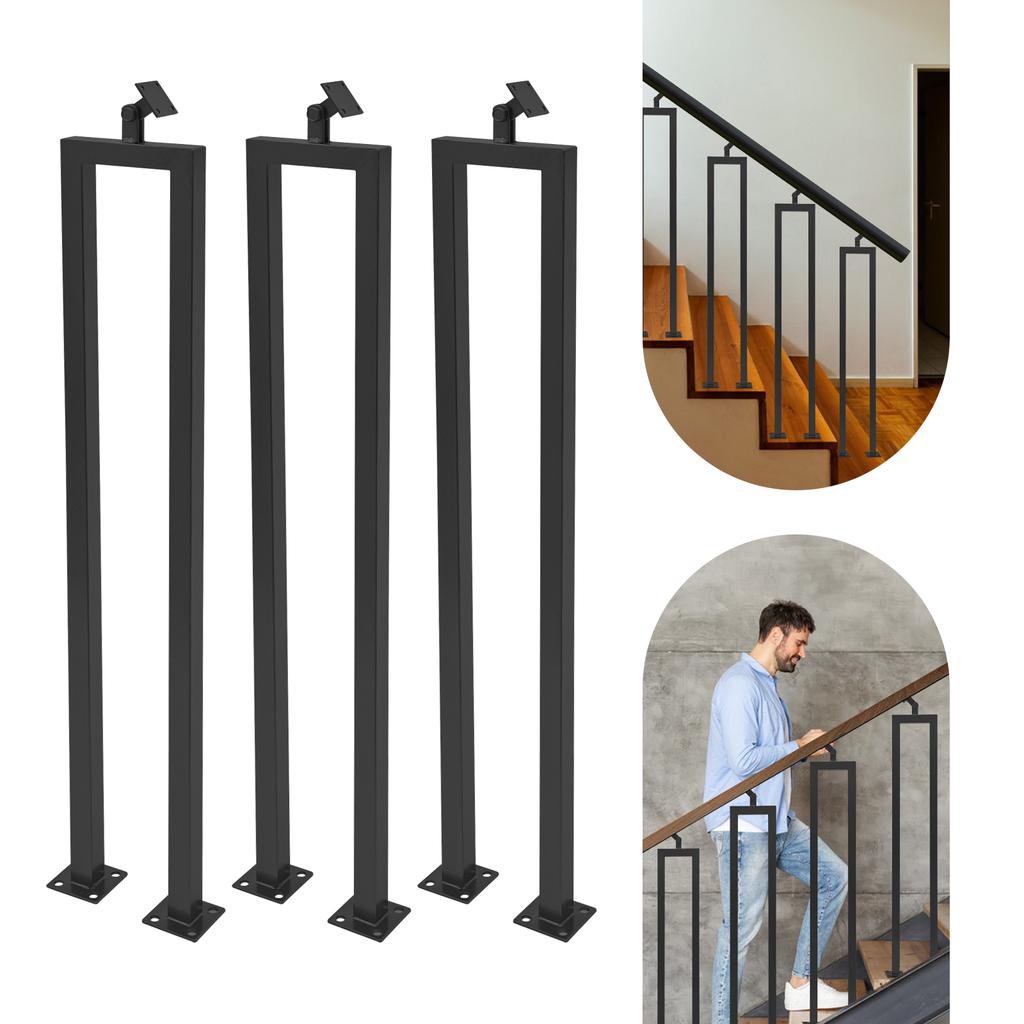 3PCS Stair Balusters, 36" U-Shaped Stairs Railing with Adjustable Top Bracket for Indoor Staircases