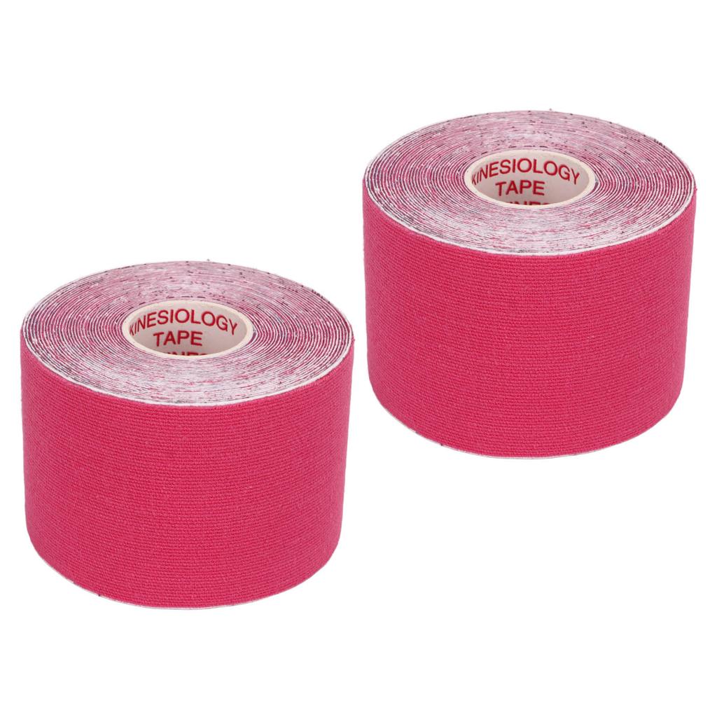 2PCS Athletic Kinesiology Tape 5cm Width 5m Length Muscle Sticker Protector for Fitness Badminton Rose Red
