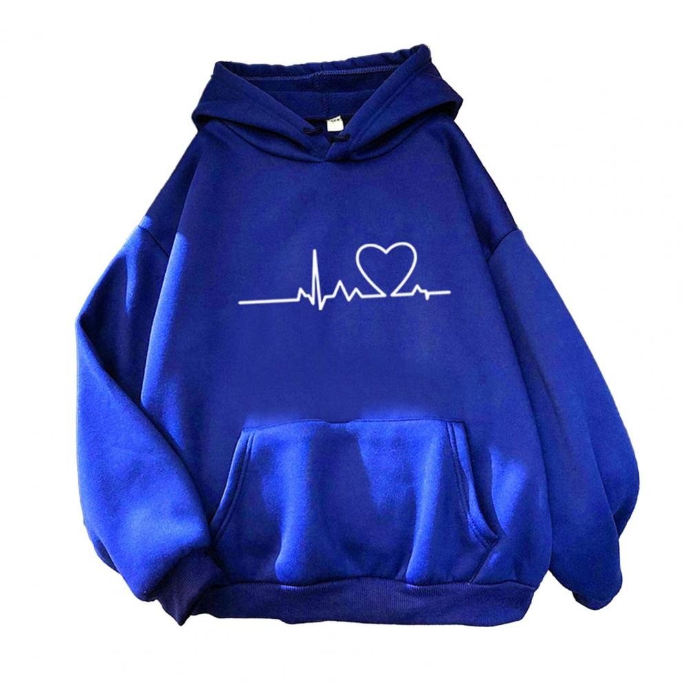 Felpa Unisex Autunno Inverno per Coppia Manica Lunga Stampa Vestibilità Rilassata Polsini Elasticizzati Tasca Grande Con Cappuccio Coulisse Morbida Calda Pullover Quotidiano con Cappuccio