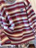 Women's Lazy Style Stripe Plush Long-Sleeve Age-Reducing T-Shirt - 2025 Autumn/Winter Collection