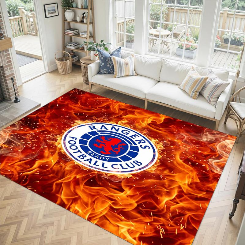 Rangers FC Design Crystal Velvet Carpet Cozy Non?Slip Printed Rug For Bedroom Living Room Entrance