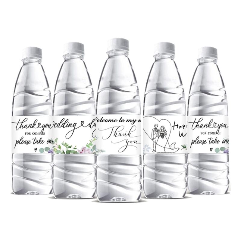 Wedding Water Bottle Labels Thank You,Greenery Floral Water Bottle Wraps Sticker Water Bottle Labels for Birthday Party