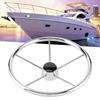 Volante Marinho de Aço Inoxidável 15 1/2 polegadas 5 Raios 10 Graus Acessórios para Barco