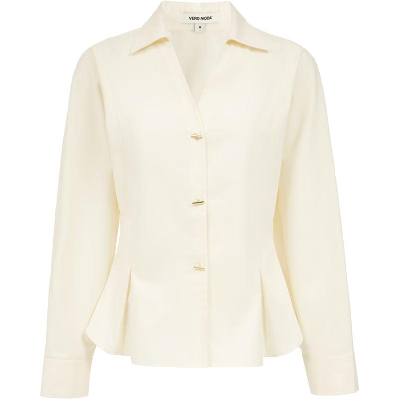 

VEROMODA Women s V-Neck Pure Cotton Waist-Cinching Shirt