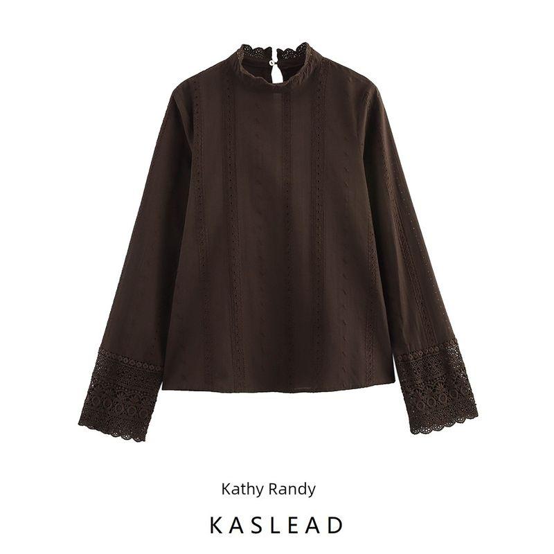 Kaslead New Arrival Women's Clothing Fashion Style Fashion Minimalist Cut Out Embroider Shirt 8351026 700