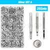25Sets Metal Snaps Button Snap Fasteners Press Studs With 4 Installation Tools Kit For Clothes Garment Bags Shoes Leathercraft